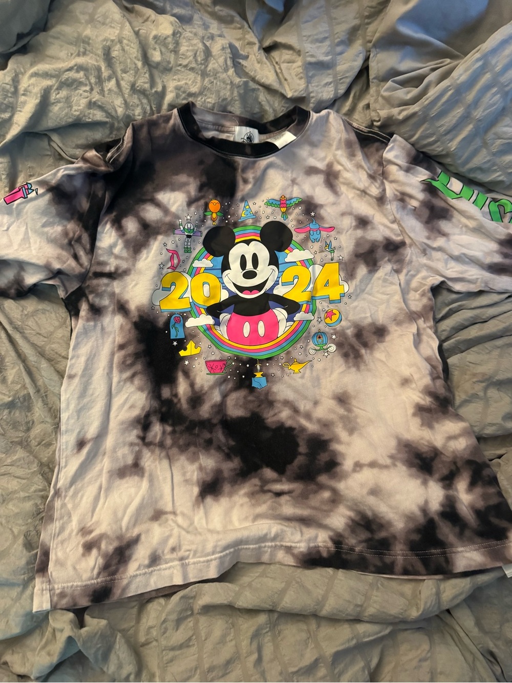 Mickey Mouse 2024 Tie-Dye Graphic Tee - Black/Grey